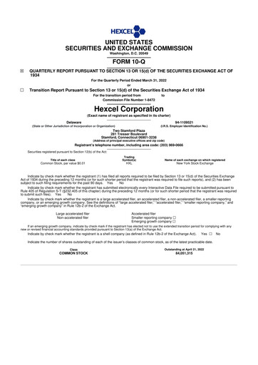 Thumbnail Hexcel
 10-Q Quarterly Report FY2022 