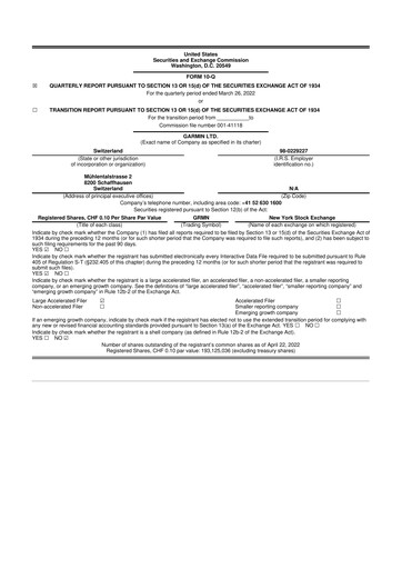 Vorschaubild Garmin 10-Q Quartalsbericht 2022 