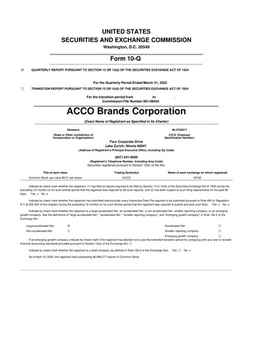 Thumbnail Acco Brands 10-Q Quarterly Report FY2022 