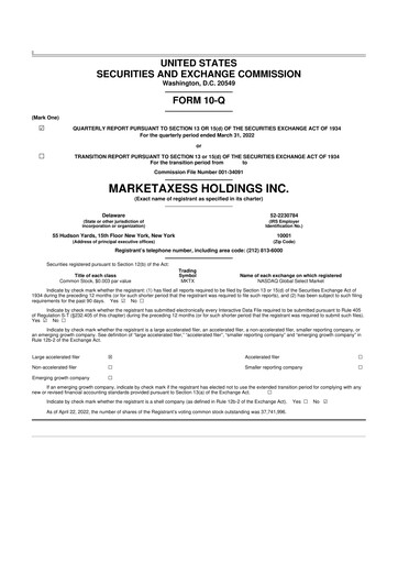 Thumbnail MarketAxess
 10-Q Quarterly Report FY2022 