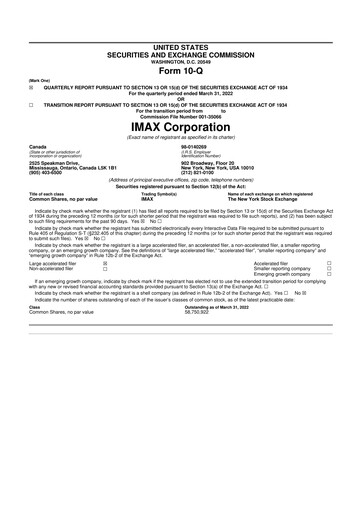 Thumbnail Imax Corp 10-Q Quarterly Report FY2022 