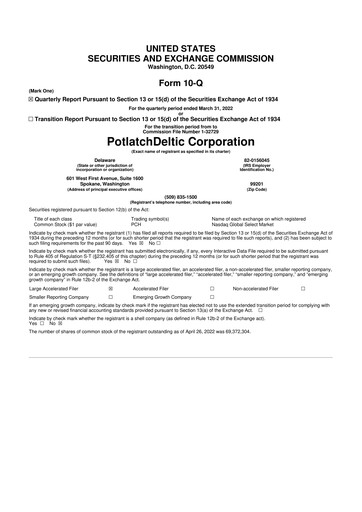 Thumbnail PotlatchDeltic
 10-Q Quarterly Report FY 