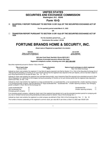 Thumbnail Fortune Brands Innovations 10-Q Quarterly Report FY2022 