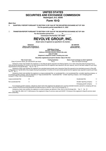Thumbnail Revolve Group 10-Q Quarterly Report FY2022 