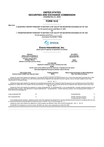 Vorschaubild Enova International
 10-Q Quartalsbericht 2022 