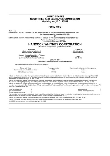 Thumbnail Hancock Whitney 10-Q Quarterly Report FY2022 