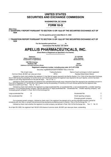 Thumbnail Apellis Pharmaceuticals 10-Q Quarterly Report FY2022 