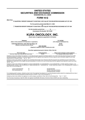 Thumbnail Kura Oncology
 10-Q Quarterly Report FY2022 