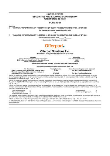 Thumbnail Offerpad 10-Q Quarterly Report FY2022 