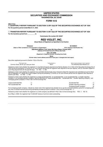 Thumbnail Red Violet 10-Q Quarterly Report FY2022 