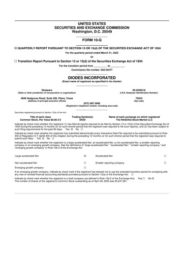 Thumbnail Diodes Incorporated 10-Q Quarterly Report FY2022 