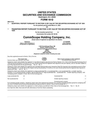 Miniature CommScope
 10-Q Rapport trimestriel 2022 