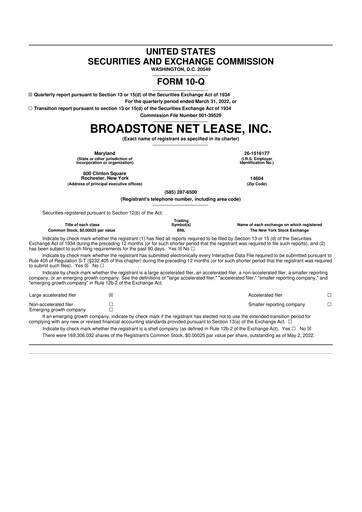 Vorschaubild Broadstone Net Lease 10-Q Quartalsbericht 2022 