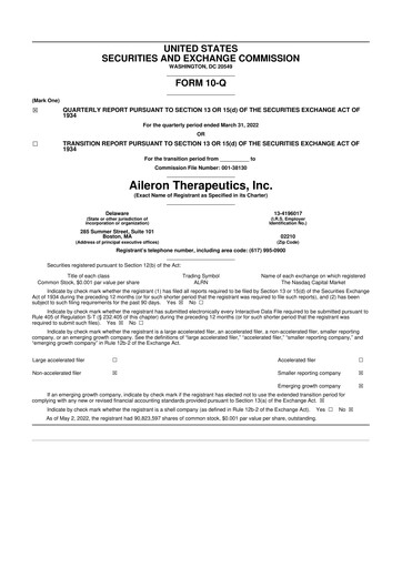 Thumbnail Rein Therapeutics 10-Q Quarterly Report FY2022 