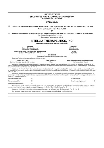 Thumbnail Intellia Therapeutics 10-Q Quarterly Report FY2022 