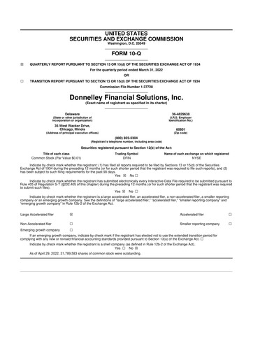 Vorschaubild Donnelley Financial Solutions
 10-Q Quartalsbericht 2022 