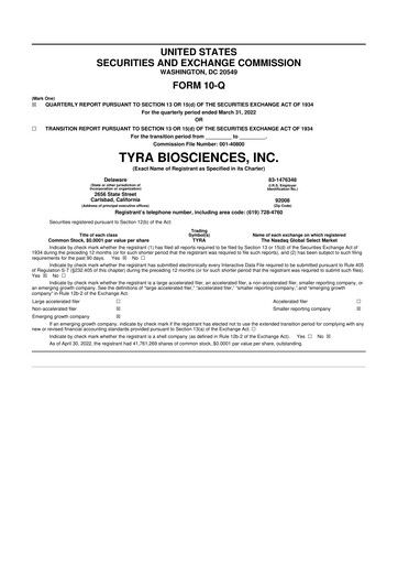 Thumbnail Tyra Biosciences 10-Q Quarterly Report FY2022 