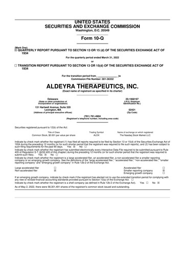 Thumbnail Aldeyra Therapeutics
 10-Q Quarterly Report FY2022 