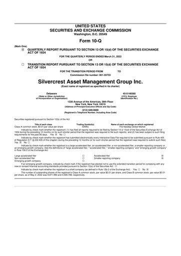 Thumbnail Silvercrest Asset Management Group 10-Q Quarterly Report FY2022 