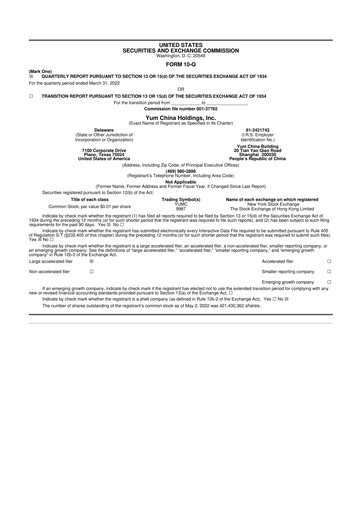 Thumbnail Yum China
 10-Q Quarterly Report FY2022 