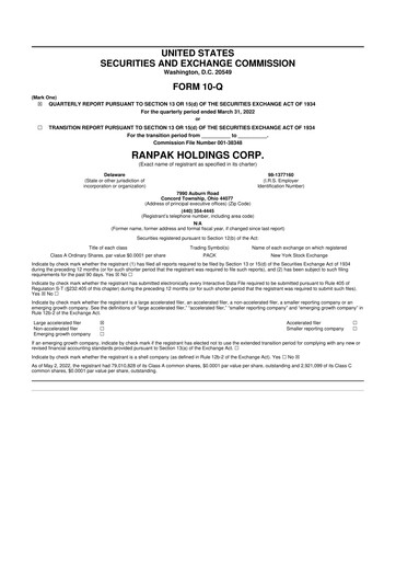 Thumbnail Ranpak 10-Q Quarterly Report FY2022 