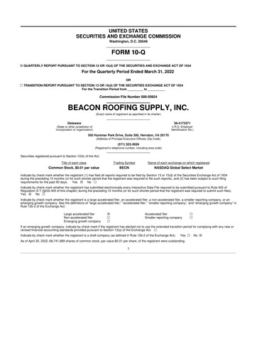 Vorschaubild Beacon Roofing Supply 10-Q Quartalsbericht 2022 
