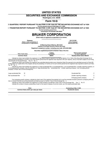 Thumbnail Bruker 10-Q Quarterly Report FY2022 