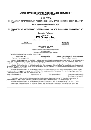 Thumbnail HCI Group
 10-Q Quarterly Report FY2022 