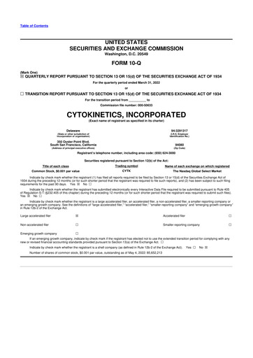 Thumbnail Cytokinetics
 10-Q Quarterly Report FY2022 