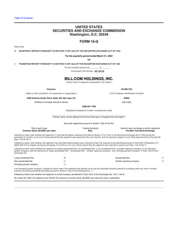 Thumbnail Bill.com 10-Q Quarterly Report FY2022 