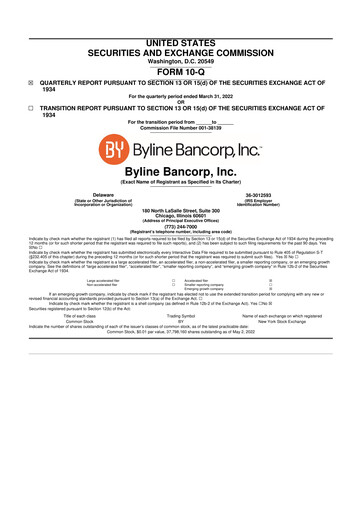 Miniature Byline Bancorp 10-Q Rapport trimestriel 2022 