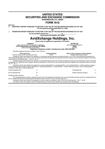 Miniature AvidXchange 10-Q Rapport trimestriel 2022 
