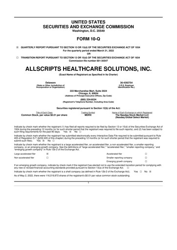 Thumbnail Veradigm 10-Q Quarterly Report FY2022 