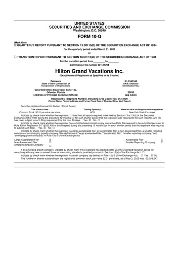 Thumbnail Hilton Grand Vacations
 10-Q Quarterly Report FY2022 