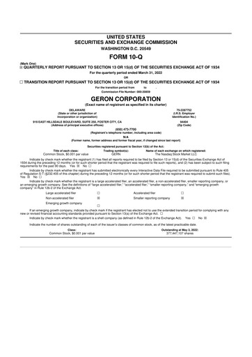 Thumbnail Geron 10-Q Quarterly Report FY2022 