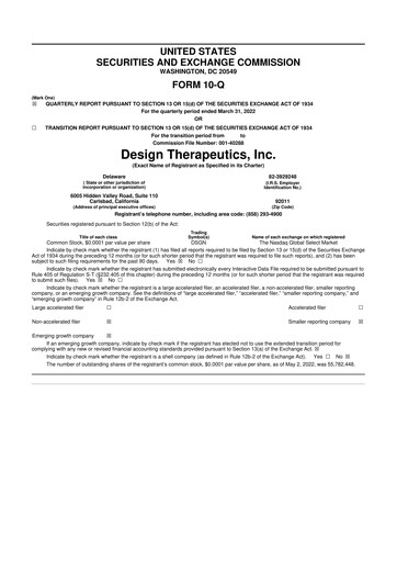 Thumbnail Design Therapeutics 10-Q Quarterly Report FY2022 