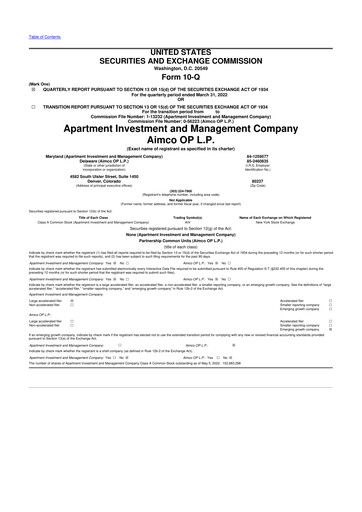 Thumbnail Aimco 10-Q Quarterly Report FY 