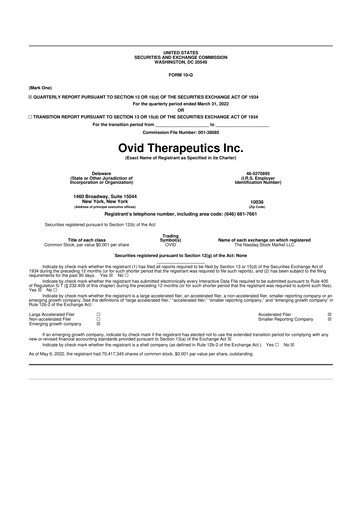 Thumbnail Ovid Therapeutics
 10-Q Quarterly Report FY2022 