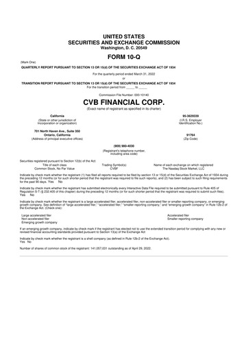 Thumbnail CVB Financial 10-Q Quarterly Report FY2022 