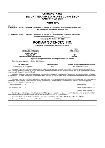 Thumbnail Kodiak Sciences
 10-Q Quarterly Report FY2022 