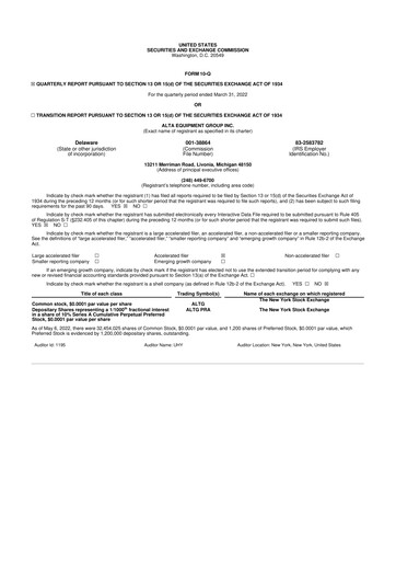 Thumbnail Alta Equipment Group 10-Q Quarterly Report FY2022 