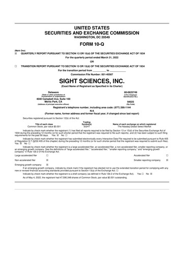 Thumbnail Sight Sciences 10-Q Quarterly Report FY2022 