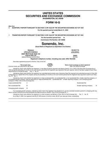 Thumbnail Sonendo 10-Q Quarterly Report FY2022 