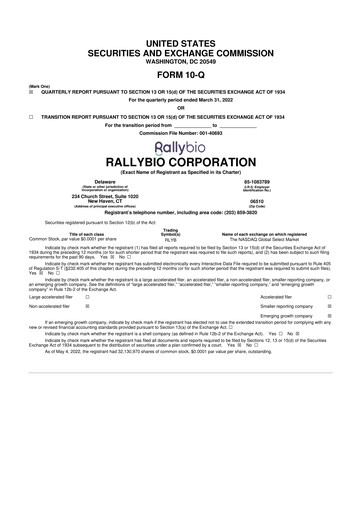 Vorschaubild Rallybio 10-Q Quartalsbericht  
