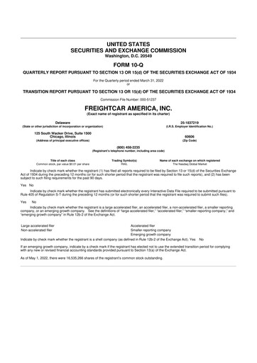 Thumbnail FreightCar America
 10-Q Quarterly Report FY2022 