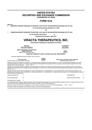 Thumbnail Viracta Therapeutics 10-Q Quarterly Report FY2022 