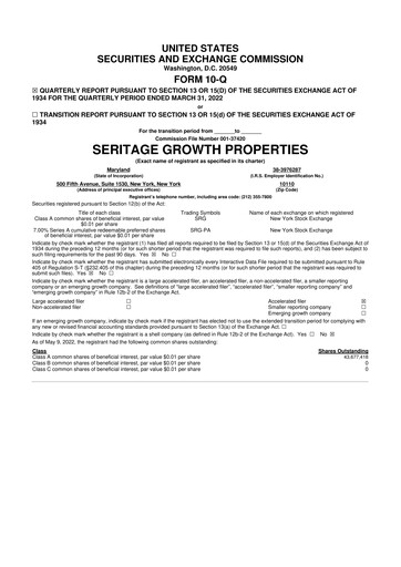 Thumbnail Seritage Growth Properties
 10-Q Quarterly Report FY2022 