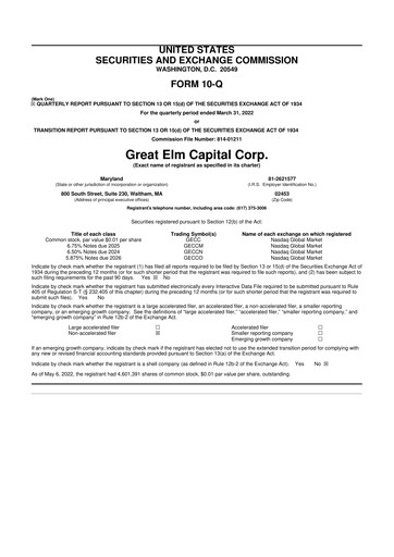 Vorschaubild Great Elm Capital
 10-Q Quartalsbericht  