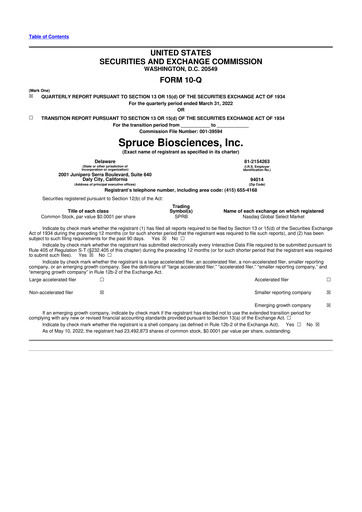 Thumbnail Spruce Biosciences 10-Q Quarterly Report FY2022 