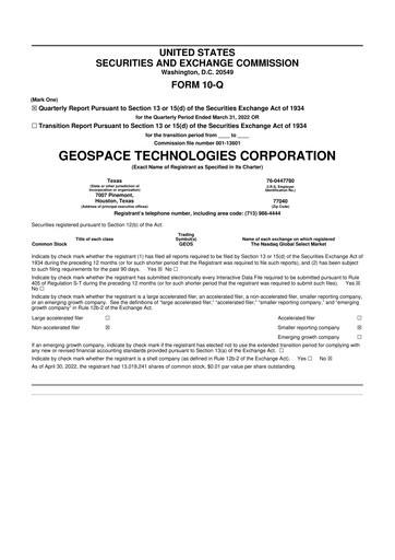 Thumbnail Geospace Technologies
 10-Q Quarterly Report FY2022 